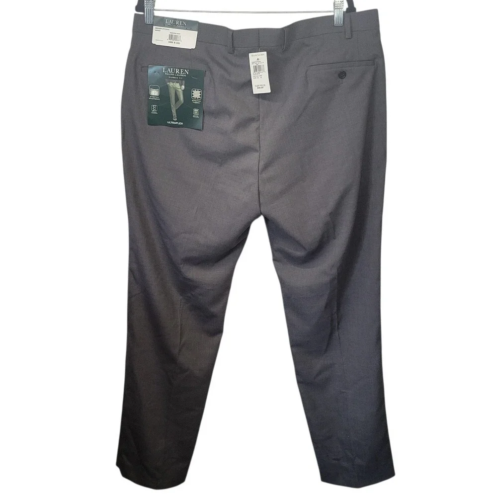 Lauren Ralph‎ Lauren Ultraflex Mens Dress Pants 38x32 Med Grey Classic Fit I691